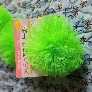 Lime green netting dish scrubbers